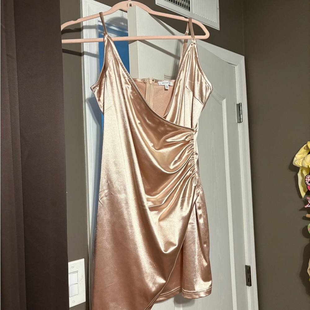 Better Be Satin Mini Dress in Gold